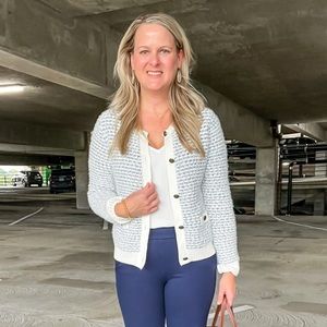 LOFT Cardigan Marled Tweed Sweater, Size Medium